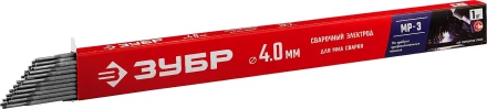 ЗУБР Д 4.0 х 450 мм, 1 кг в коробке, МР-3 рутиловый, электрод сварочный (40011-4.0) купить в Перми