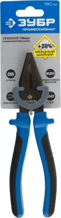Плоскогубцы комбинированные ЗУБР эксцентриковое расположение шарнира, особостойкое спец. покрытие Н12Х1 (никель/хром), двухкомп рукоятки, 180мм 2201-1-18_z01 купить в Перми