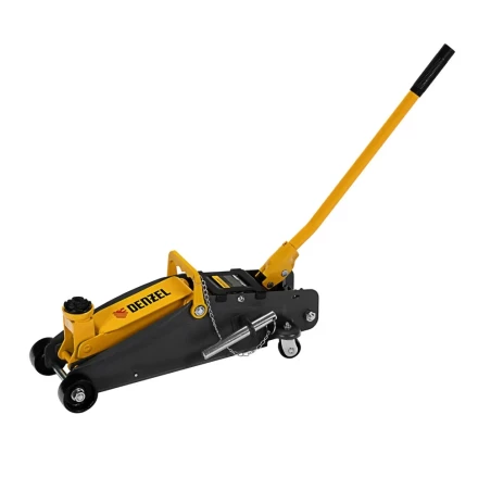 Домкрат гидравлический подкатной Denzel с фиксатором 2,8 т 135-385 мм в кейсе 51156 купить в Перми