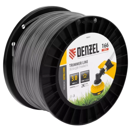 Леска для триммера двухкомпонентная звезда  Denzel 96843, 3,0мм х 166м, на DIN катушке EXTRA CORD купить в Перми