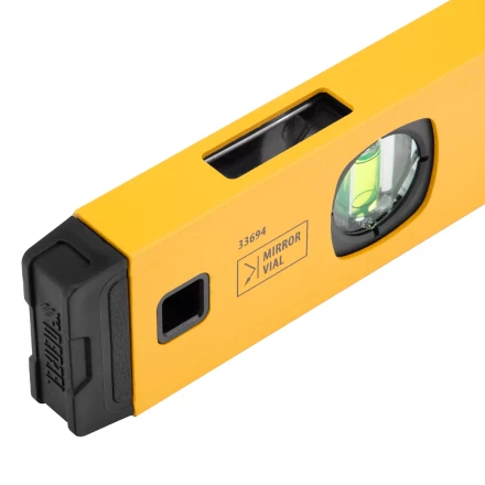 Уровень алюминиевый Denzel 33694, магнит, фрезерованный, 3 глазка (1 зеркал.), 0,5 мм/м, 1200 мм купить в Перми