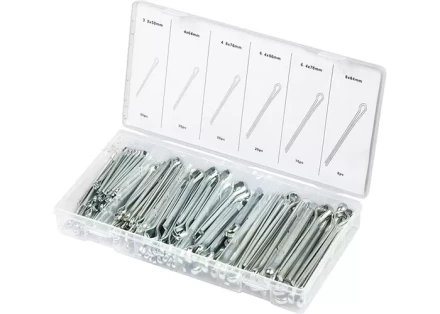 Набор шплинтов S головки х L: 3,2х50, 4х64, 4,8х76, 6,4х25, 6,4х76, 8х64 мм 144 предмета СИБРТЕХ 47603 купить в Перми
