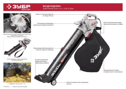 Пылесос садовый (воздуходувка) ЗПСЭ-3000 серия МАСТЕР купить в Перми