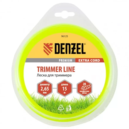 Леска для триммера двухкомпонентная квадрат 2,65 мм 15 м Extra cord Denzel 96125 купить в Перми