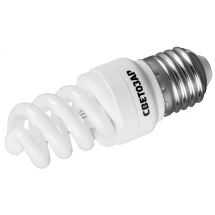 Энергосберегающая лампа СВЕТОЗАР &quot;КОМПАКТ&quot; спираль,цоколь E27(стандарт),Т2,яркий белый свет(4000 К), 10000час, 9Вт(45) 44454-09_z01 купить в Перми