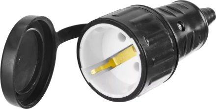 Розетка СИБИН электрическая ударопрочная, с заземлением, 16А/220В, IP44, черная 55186-B купить в Перми