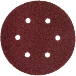 Круг шлифовальный ЗУБР "МАСТЕР" универсальный, из абразивной бумаги на велкро основе, 6 отверстий, Р80, 150мм, 5шт 35566-150-080