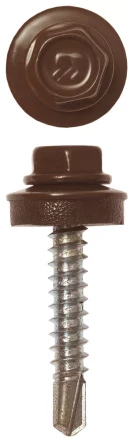 Саморезы ЗУБР &quot;ПРОФЕССИОНАЛ&quot; окраш., RAL 8017 шокол.-коричн., для крепл. кров. матер. к дерев. обреш., 4.8х29мм, 2500шт 4-300310-48-029-8017 купить в Перми