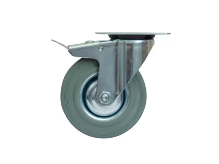 Колесо поворотное серая резина SCB 55 f 125 мм с тормозом 1027214 купить в Перми