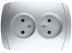 Розетка СВЕТОЗАР &quot;АКЦЕНТ&quot; двойная в сборе, без заземления, цвет серебристый металлик, 16А/~250В SV-54202-SM купить в Перми