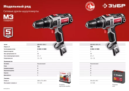 Дрель-шуруповерт сетевая ДШ-М3-500-2 К серия МАСТЕР купить в Перми
