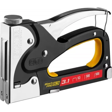 Степлер для скоб &quot;BlackPro 53&quot; 3-в-1: тип 53 (4-14 мм) / 300 (10-14 мм) / 500 (14 мм), STAYER Professional 31507 купить в Перми