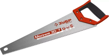 Ножовка универсальная (пила) ЗУБР МОЛНИЯ-3D 450 мм, 7TPI, 3D зуб, точный рез вдоль и поперек волокон, для средних заготовок из всех видов материалов 15077-45 купить в Перми