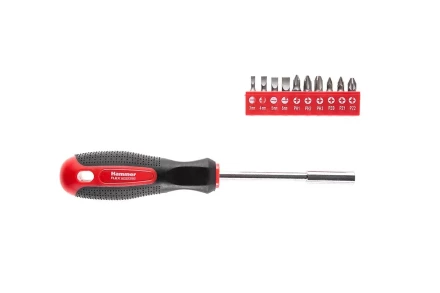 Отвертка HAMMER 601-036 с набором бит 11 предметов купить в Перми