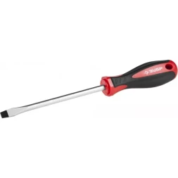 Отвертка ЗУБР "МАСТЕР", Cr-v, эргономичная двухкомпонентная рукоятка, SL8,0x150мм 25061-8.0-150_z03