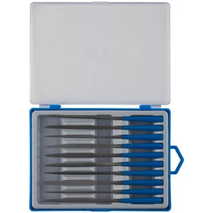 Набор ЗУБР &quot;ЭКСПЕРТ&quot; Надфили, пластмассовая ручка, насечка 2=бархатная, 100мм, 10шт 16021-2-H10 купить в Перми