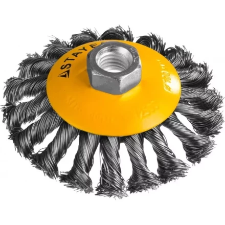 STAYER "PROFESSIONAL". Щетка коническая для УШМ, жгутированная стальная проволока 0,5мм, 100ммхМ14 35135-100 купить в Перми