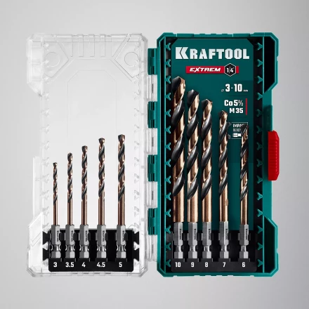 Набор сверл по металлу, хвостовик НЕХ-1/4, сталь М35-Со5% 29652-H10 купить в Перми