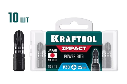 KRAFTOOL Impact PZ 3, 25 мм, 10 шт, ударные биты (26193-3-25-S10) купить в Перми