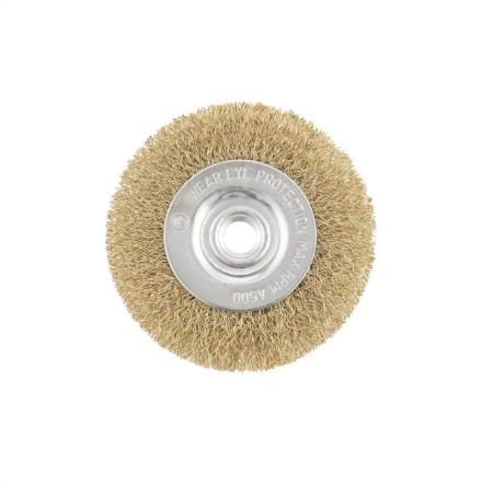 Щетка для УШМ 100 мм М14 плоская латунированная витая проволока MATRIX 74650 купить в Перми