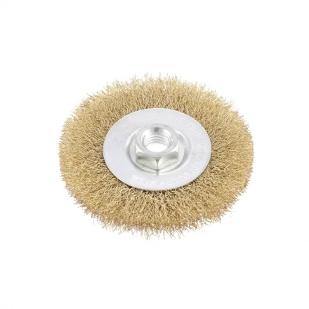 Щетка для УШМ 100 мм М14 плоская латунированная витая проволока MATRIX 74650 купить в Перми