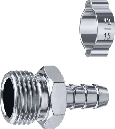 ЗУБР штуцер елочка, 10 мм - 1/2M, переходник с обжимным хомутом, Профессионал (64924-1/2-10) купить в Перми