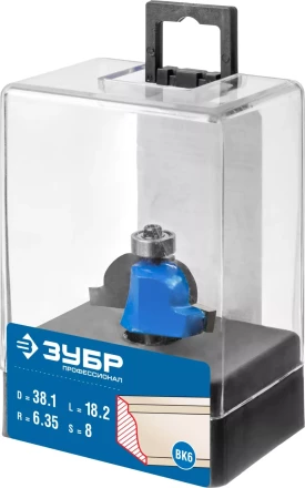 ЗУБР 38.1 x 18 мм, радиус 6.3 мм, фреза кромочная калевочная №6, Профессионал (28707-38.1) купить в Перми