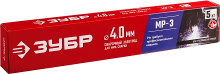 ЗУБР Д 4.0 х 450 мм, 5 кг в коробке МР-3 рутиловый, электрод сварочный (40015-4.0) купить в Перми