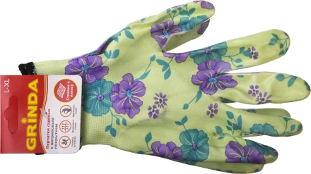 Перчатки GRINDA садовые, прозрачное нитриловое покрытие, размер L-XL, зеленые 11295-XL купить в Перми