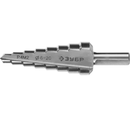 ЗУБР 6-20 мм, 8 ступеней, сталь Р4М2, ступенчатое сверло (29665-6-20-8) купить в Перми