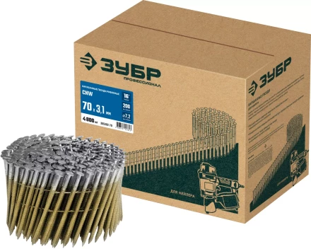 ЗУБР CNW 70 х 3.1 мм, барабанные гвозди рифленые, 4800 шт (305382-70) купить в Перми