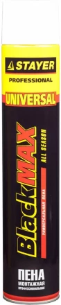 Пена &quot;BlackMAX&quot; монтажная, адаптерная, всесезонная, 750мл, STAYER 41133 купить в Перми