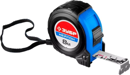 Рулетка ЗУБР &quot;НЕЙЛОН&quot;, нейлоновое покрытие, упрочненное полотно, ударопрочный обрезиненный корпус, 8м/25мм 34056-08-25_z01 купить в Перми