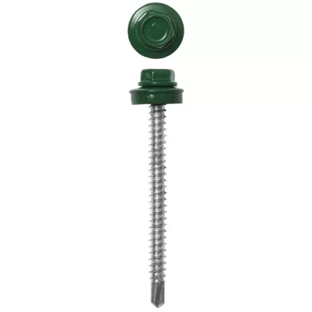 Саморезы ЗУБР &quot;ПРОФЕССИОНАЛ&quot; окраш., RAL 6002 зелен. лист, для крепл. кров. матер. к дерев. обреш., 4.8х35мм, 1800шт 4-300310-48-035-6002 купить в Перми