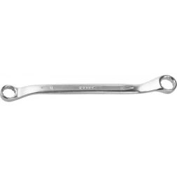 Ключ ЗУБР "ПРОФИ" гаечный накидной изогнутый, Cr-V сталь, хромированный, 13х14мм 27132-13-14