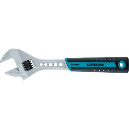 Ключ разводной 250 мм CrV двухкомпонентная ручка GROSS 15562 купить в Перми