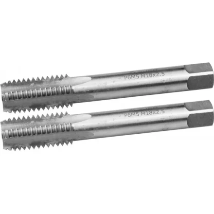 Метчики ЗУБР &quot;ЭКСПЕРТ&quot; машинно-ручные, комплектные для нарезания метрической резьбы в сквозных отверстиях, М18х2,5, 2шт 4-28007-18-2.5-H2 купить в Перми