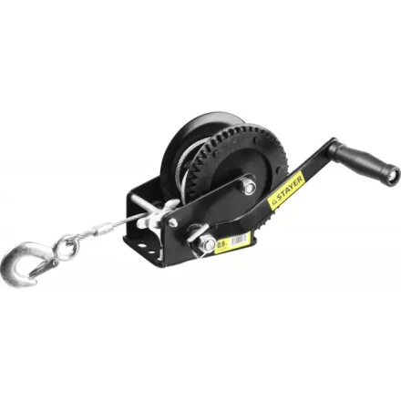 Лебедка ручная барабанная STAYER &quot;MASTER&quot;, тяговая, тросовая, 0,9т, 8м 43112-0.9 купить в Перми