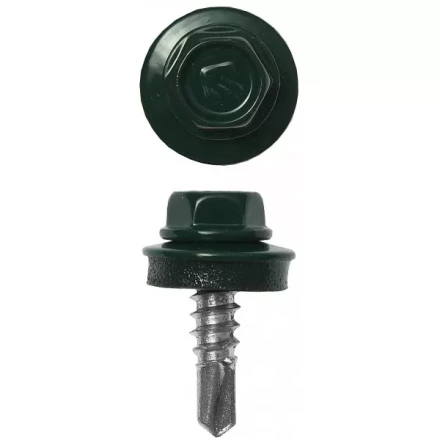 Саморезы ЗУБР &quot;ПРОФЕССИОНАЛ&quot; окраш., RAL 6005 зелен. насыщен., для крепл. кров. матер. к металл. констр., 5.5x25мм, 1800шт 4-300310-55-025-6005 купить в Перми