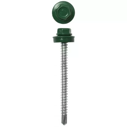 Саморезы ЗУБР &quot;ПРОФЕССИОНАЛ&quot; окраш., RAL 6002 зелен. лист, для крепл. кров. матер. к дерев. обреш., 4.8х50мм, 1200шт 4-300310-48-050-6002 купить в Перми