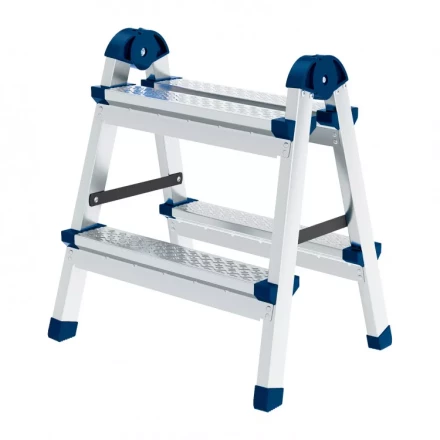 Стремянка двухсторонняя 2 ступени сталь профиль стальные ступени Сибртех 97982 купить в Перми