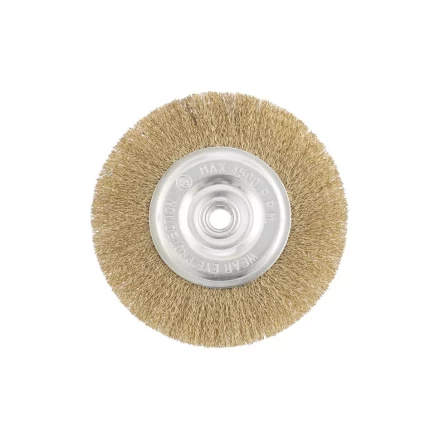 Щетка для УШМ 150 мм М14 плоская латунированная витая проволока MATRIX 74652 купить в Перми