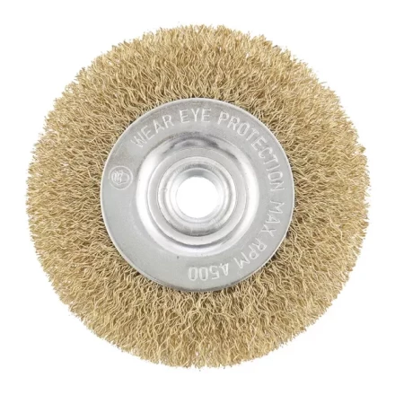 Щетка для УШМ 150 мм М14 плоская латунированная витая проволока MATRIX 74652 купить в Перми