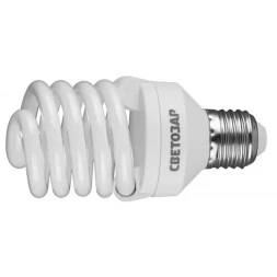Энергосберегающая лампа СВЕТОЗАР &quot;КОМПАКТ&quot; спираль,цоколь E27(стандарт),Т2,яркий белый свет(4000 К),10000час,25Вт(125) 44454-25_z01