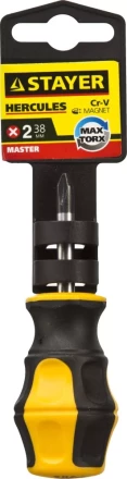 Отвертка STAYER &quot;MASTER&quot; &quot;HERCULES&quot;, Сr-V, противоскользящая рукоятка, PH2x38мм 25052-38-2_z02 купить в Перми