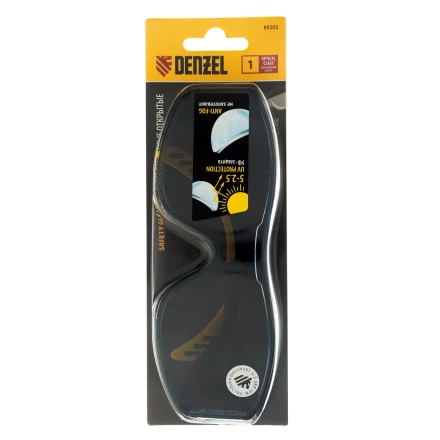 Очки защитные открытые Denzel 89203, поликарбонатные, увеличенная дымчатая линза, регулируемые дужки купить в Перми