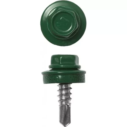 Саморезы ЗУБР &quot;ПРОФЕССИОНАЛ&quot; окраш., RAL 6002 зелен. лист, для крепл. кров. матер. к металл. констр., 5.5x25мм, 1800шт 4-300310-55-025-6002 купить в Перми