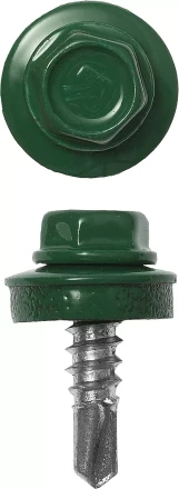 Саморезы ЗУБР &quot;ПРОФЕССИОНАЛ&quot; окраш., RAL 6002 зелен. лист, для крепл. кров. матер. к металл. констр., 5.5x25мм, 1800шт 4-300310-55-025-6002 купить в Перми