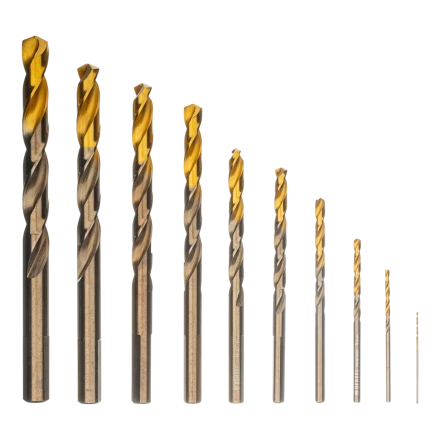 Набор сверл по металлу Denzel, 1-10 мм, Р6М5К8-TiN, Golden Tip, 10 шт 723005 купить в Перми