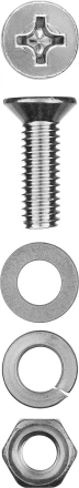 Винт (DIN965) в комплекте с гайкой (DIN934), шайбой (DIN125), шайбой пруж. (DIN127), M4 x 20 мм, 25 шт, ЗУБР 303456-04-020 купить в Перми